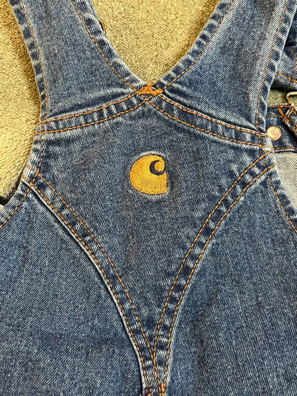 Carhartt Toddler 2T Denim Shortalls Short Overalls Blue Adjustable Straps